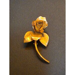 Vintage Giovanni Gold-Tone Rose‎ Flower Brooch Pin